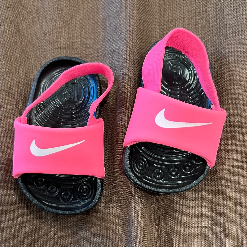 Nike Kids Black and Pink Sandals